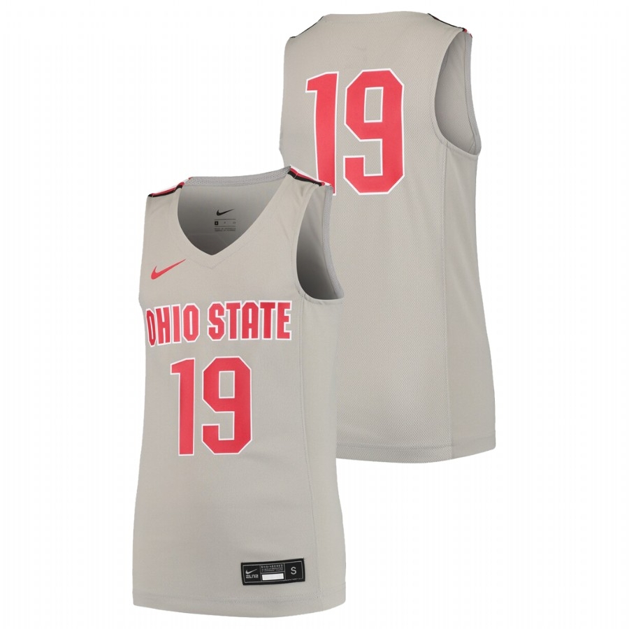 Ohio State Buckeyes Youth NCAA #19 Gray Replica College Basketball Jersey DKN6249AM